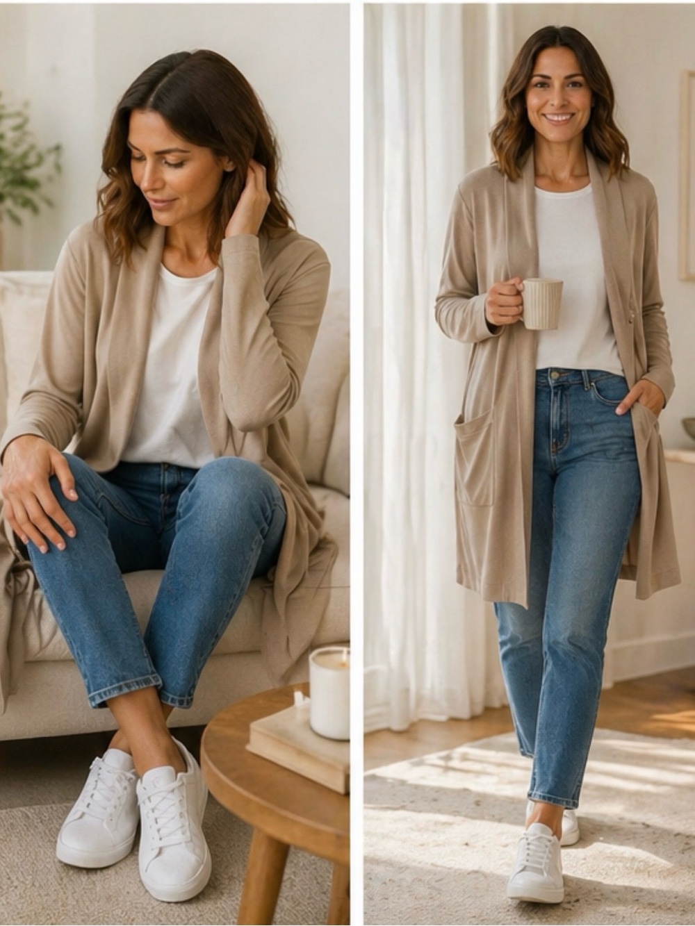 NWT Hanro Pure Comfort Long Cardigan in Tan  Size L - Picture 4 of 16